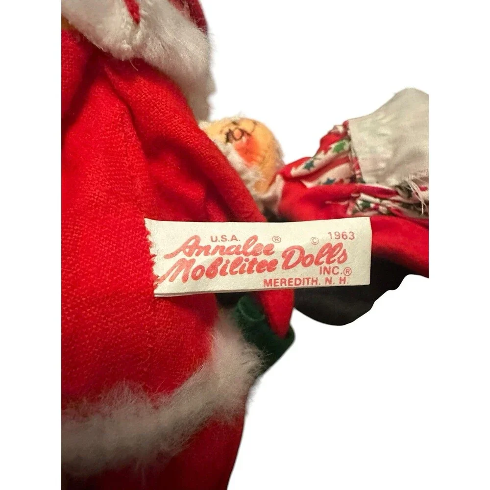 Vintage Annalee Mobilitee 1963 Santa Clause Dolls 1976 Mrs. Clause Lot Of 3
